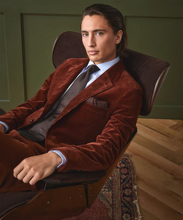 Italian Corduroy Sutton Suit Jacket in Rust | Todd Snyder