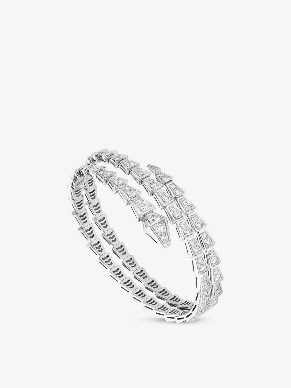 Serpenti Viper 18ct white-gold and 5.89ct brilliant-cut diamond bracelet | Selfridges