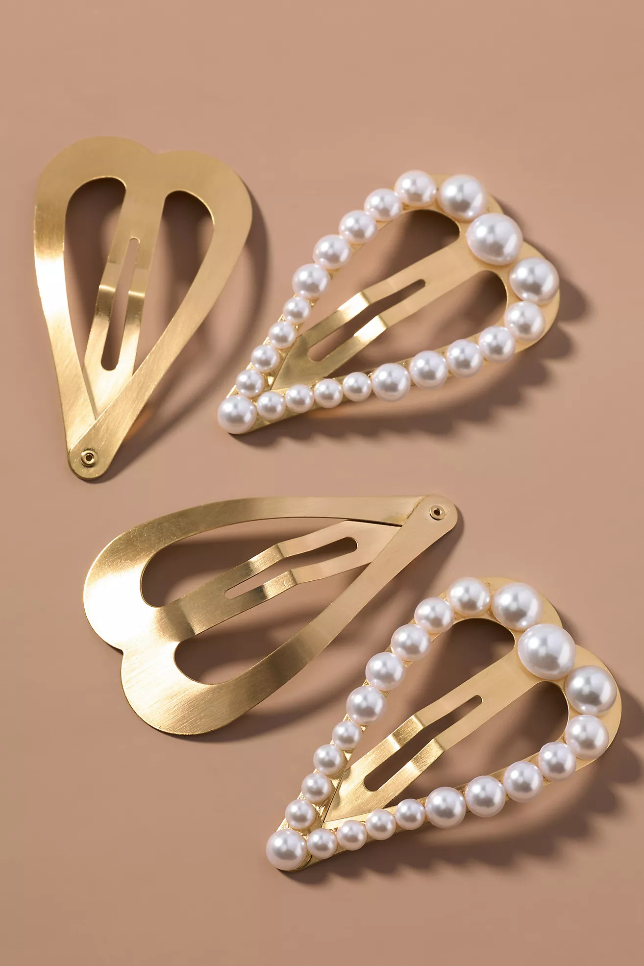Pearl Heart Hair Barrettes, Set of 4 | Anthropologie (US)