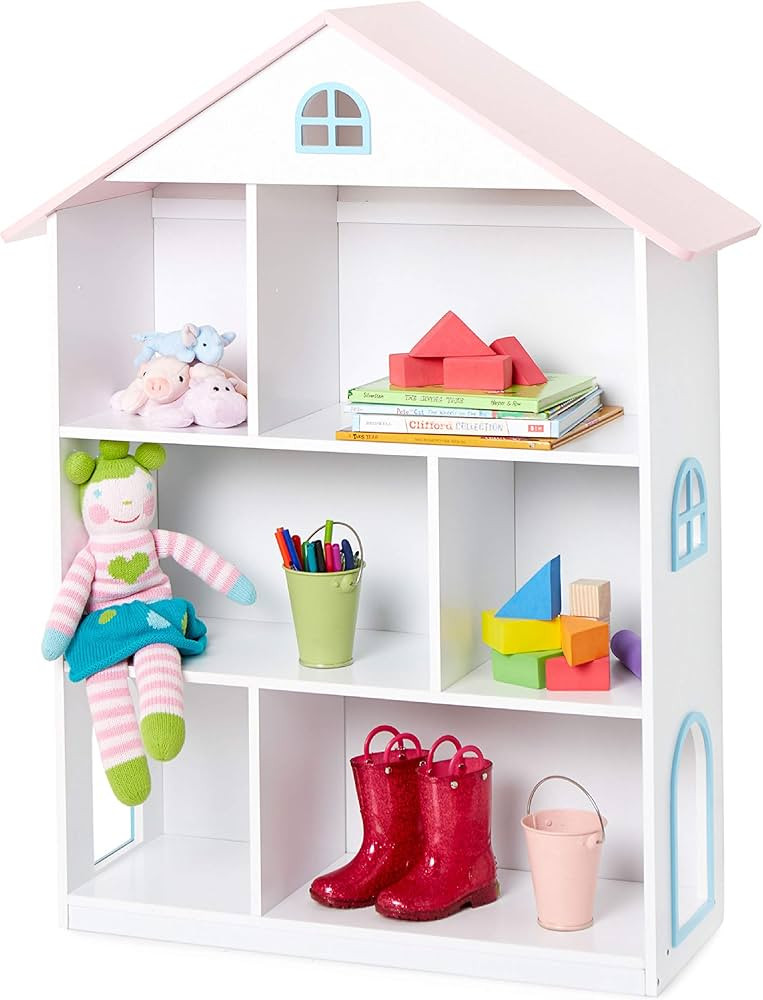 Wildkin Kids Wooden Dollhouse Bookcase for Girls, Measures 42 x 12 x 33 Inches, Dollhouse Bookshe... | Amazon (US)