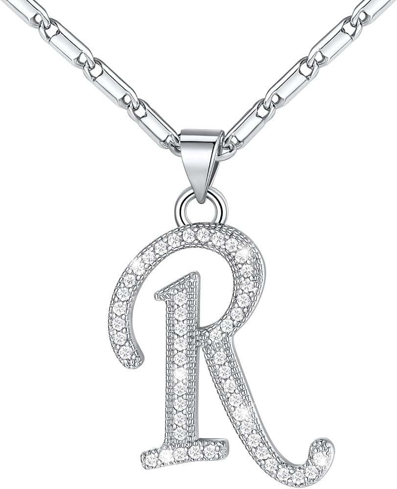 U7 Initial Necklace for Women,CZ Initial Letter Necklace,20"+2" | Amazon (US)