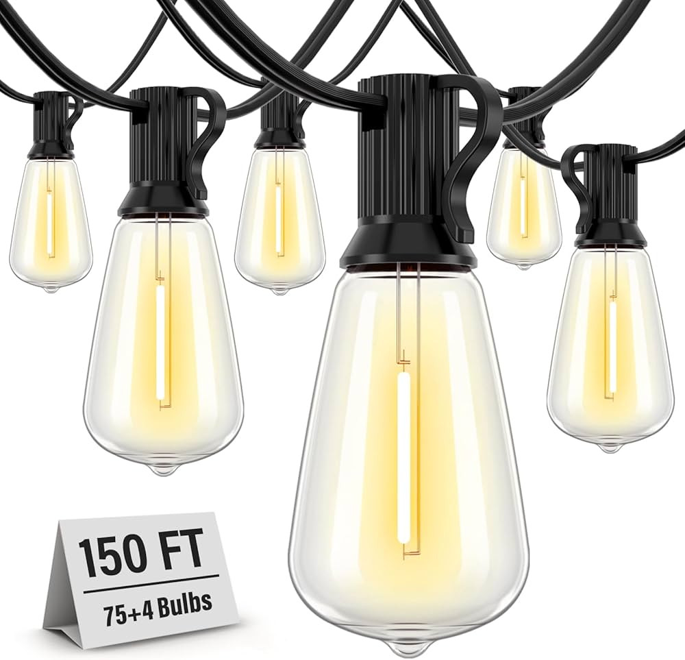 150 Feet LED Outdoor String Lights, 2700K LED Patio Lights with 75+4 Shatterproof Vintage Bulbs, ... | Amazon (US)