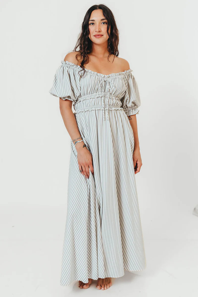 Sydnee Maxi Dress in Hamptons Blue Stripe - Bump Friendly | Worth Collective