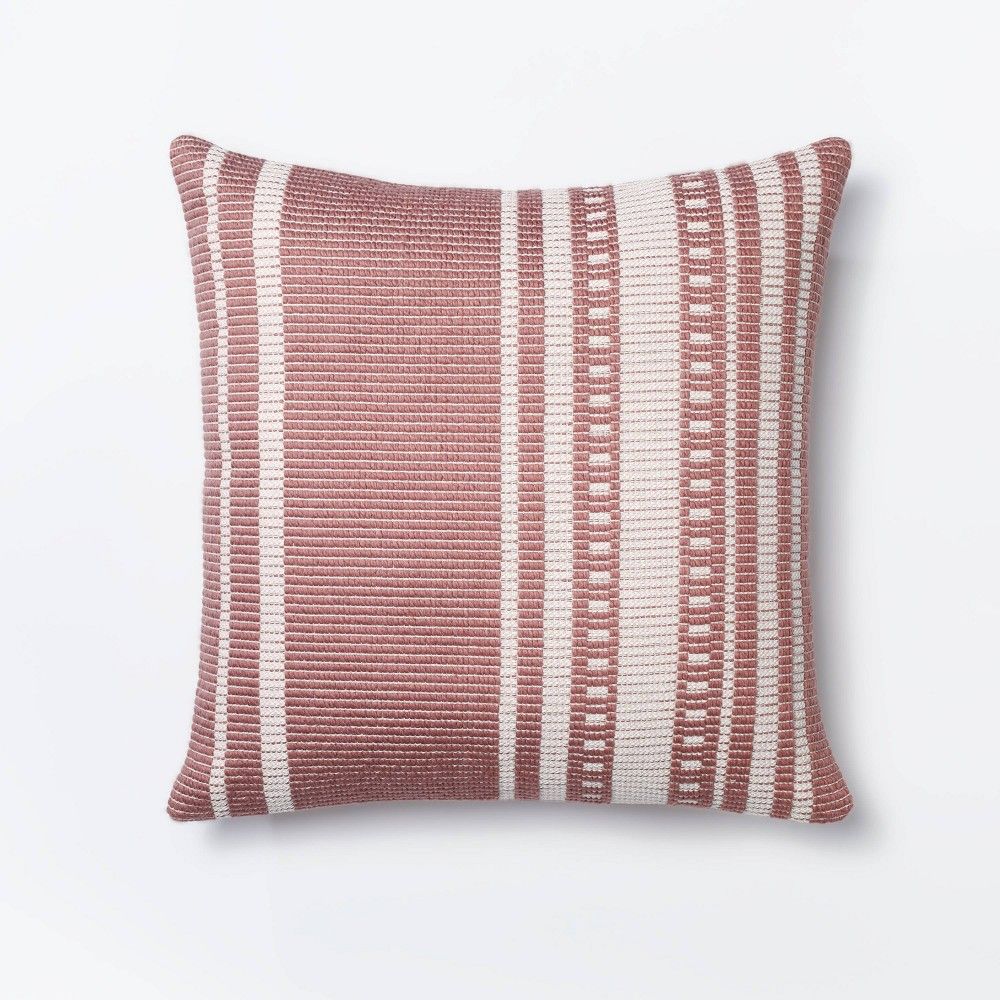 Woven Asymmetrical Striped Square Throw Pillow Mauve/Cream - Threshold designed with Studio McGee | Target