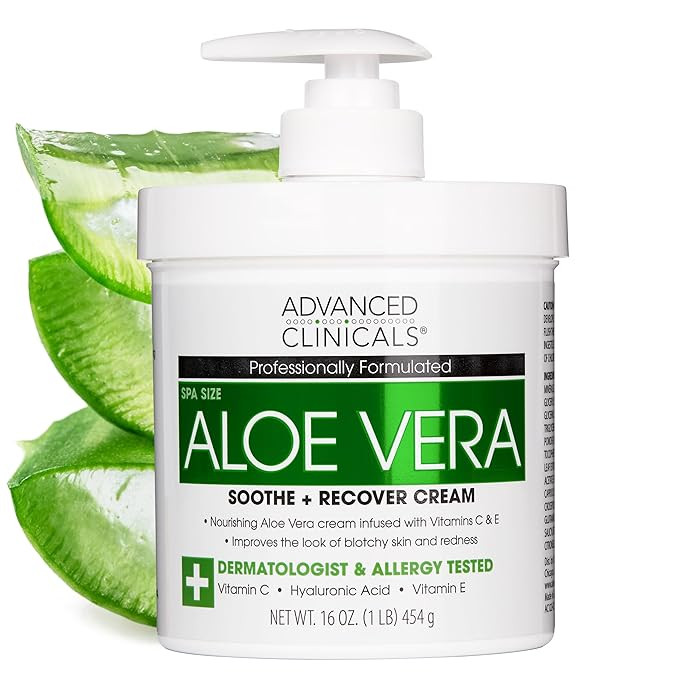 Advanced Clinicals Aloe Vera Lotion Skin Care Relief Cream | Vitamin E Infused Hyaluronic Acid Mo... | Amazon (US)