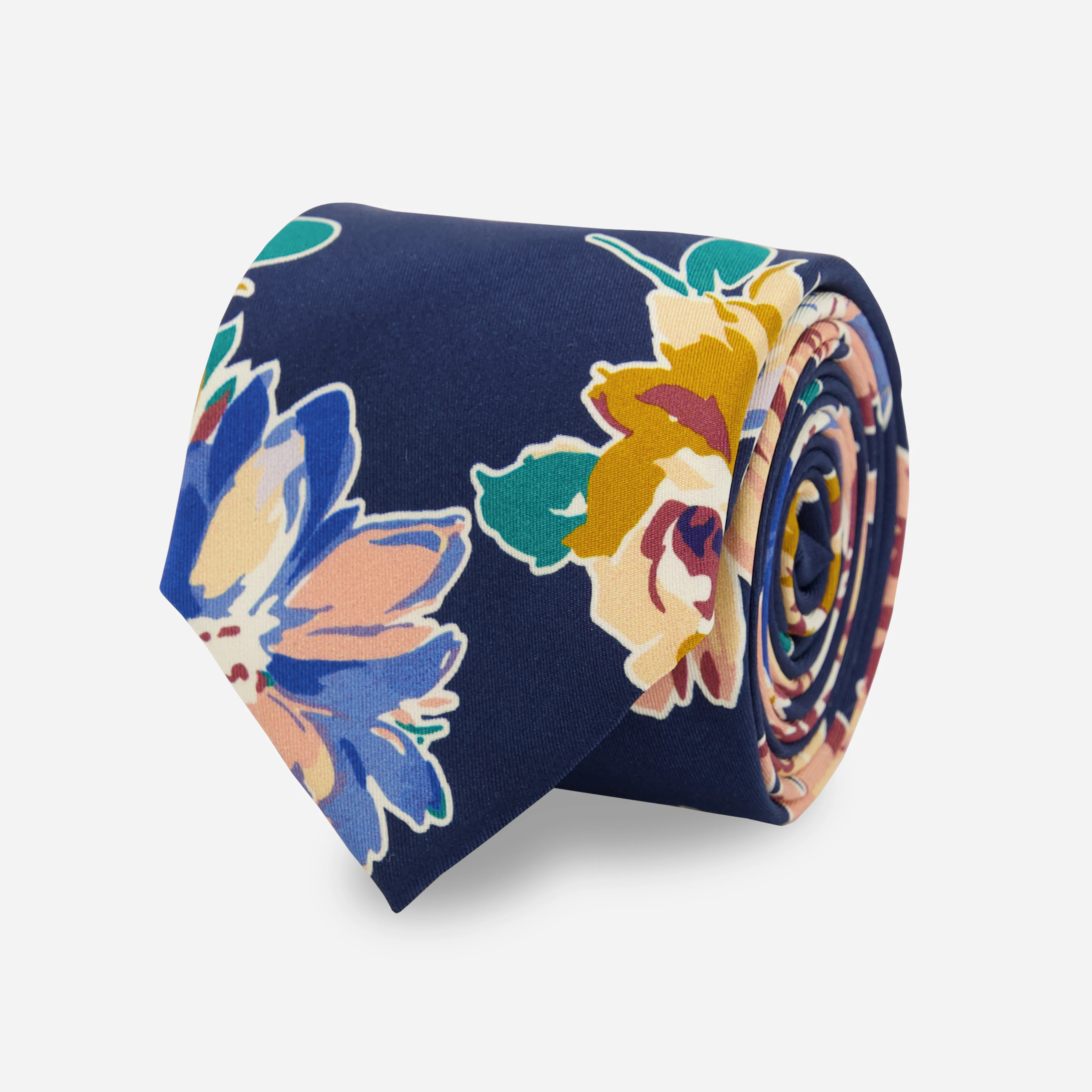 Warren Alfie Baker X Tie Bar Painted Floral Navy Tie | Silk Ties | Tie Bar | The Tie Bar