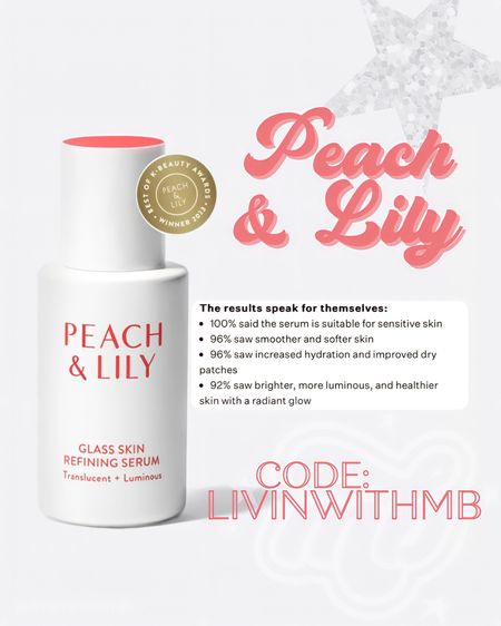 Glass Skin Refining Serum from Peach and Lily is 🙌🏼

I use this every single day with or without makeup. The results speak for themselves. 

Use code: LIVINWITHMB to save!
#peachandlilypartner

#LTKbeauty #LTKsalealert #LTKFind