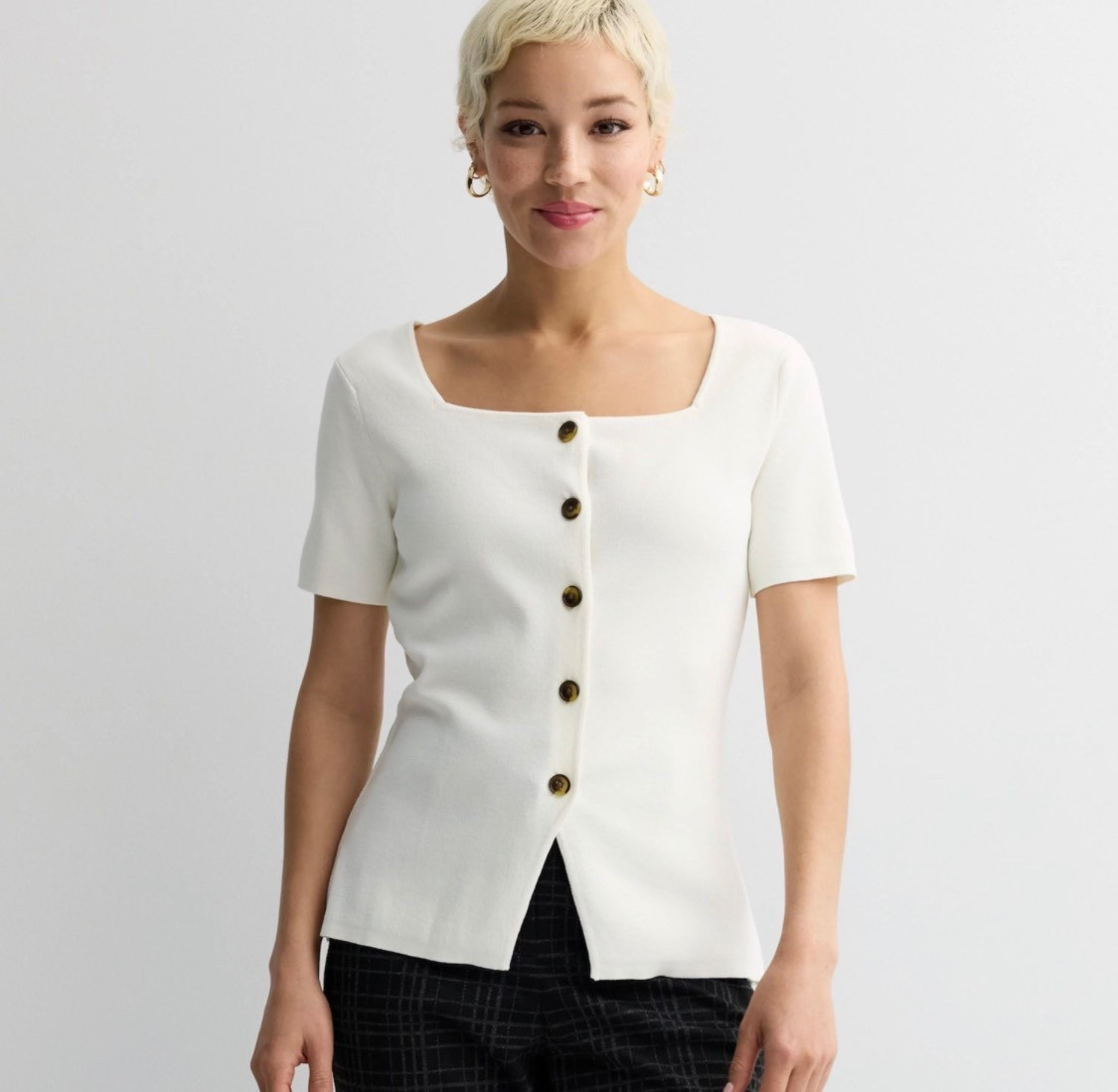 Spring outfit : Women's Nine West Short Sleeve Knit Sweater @Kohl's 