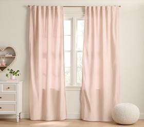 Evelyn Linen Light Filtering Curtain | Pottery Barn Kids