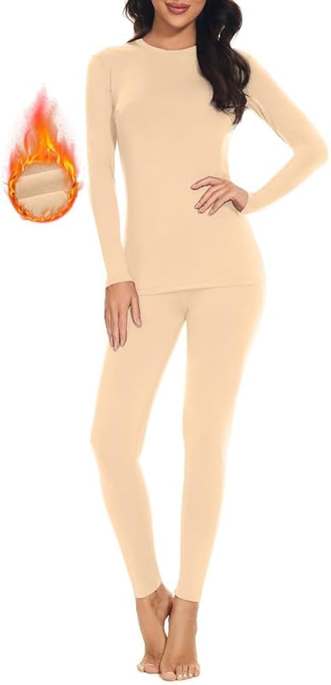 SIMIYA Thermal Underwear Set for Women Long Johns with Fleece Lined Long Sleeves Base Layer Set T... | Amazon (US)