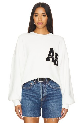 ANINE BING Miles Letterman Sweatshirt in Off White from Revolve.com | Revolve Clothing (Global)