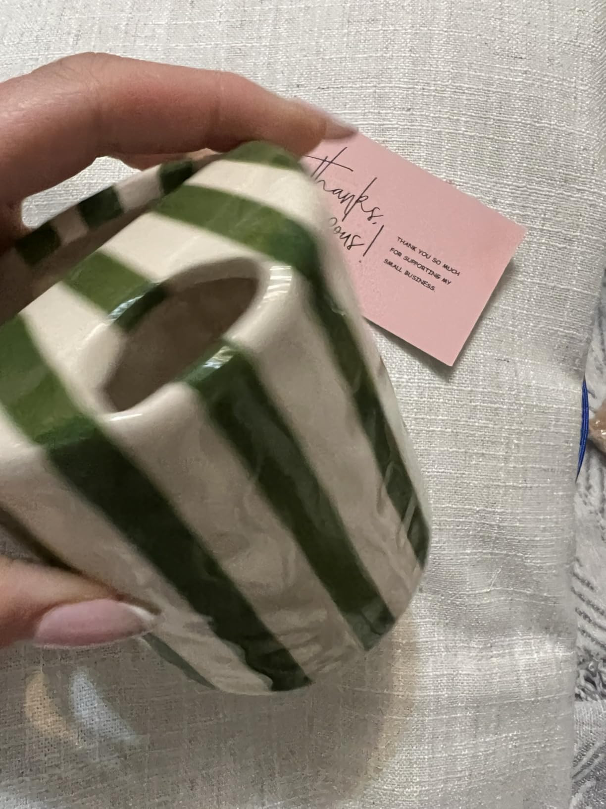 Coffee Mug Espresso Cup 10oz Ceramic Coffee Mugs Porcelain Coffee Cup Hand-Painted Striped Art Mu... | Amazon (US)