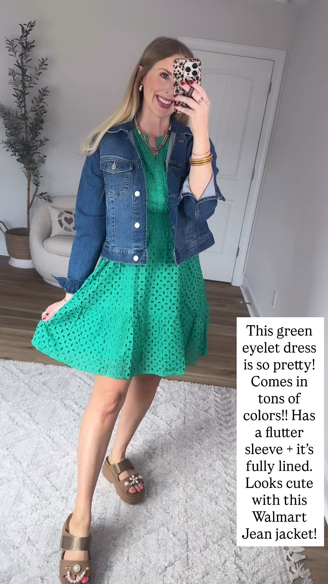 Walmart try on, green eyelet dress, jean jacket 

#LTKootd #LTKmomlife