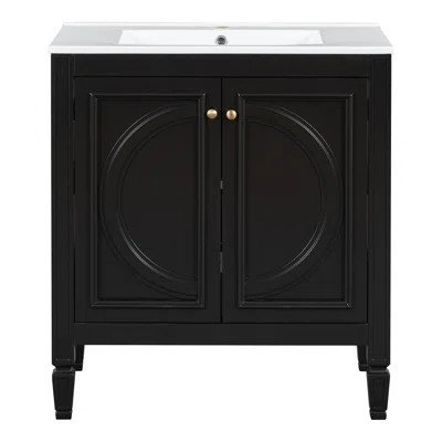 30" Bathroom Vanity With Sink, Two Doors With Shelf, Soft Close Door Hinges, Style | Wayfair North America