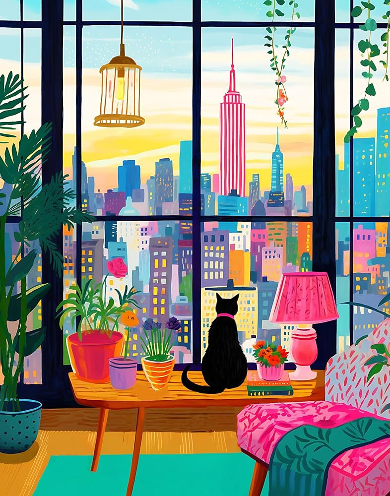 Puzzle for Adults 1000 Pieces, Cat in New York, Colorful Challenging Jigsaw Puzzle, Mate Finish, ... | Amazon (US)