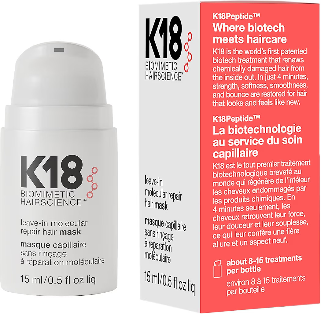 K18 Leave-In Molecular Hair Mask, Repairs Dry or Damaged Hair, Reverse Hair Damage from Bleach, C... | Amazon (US)