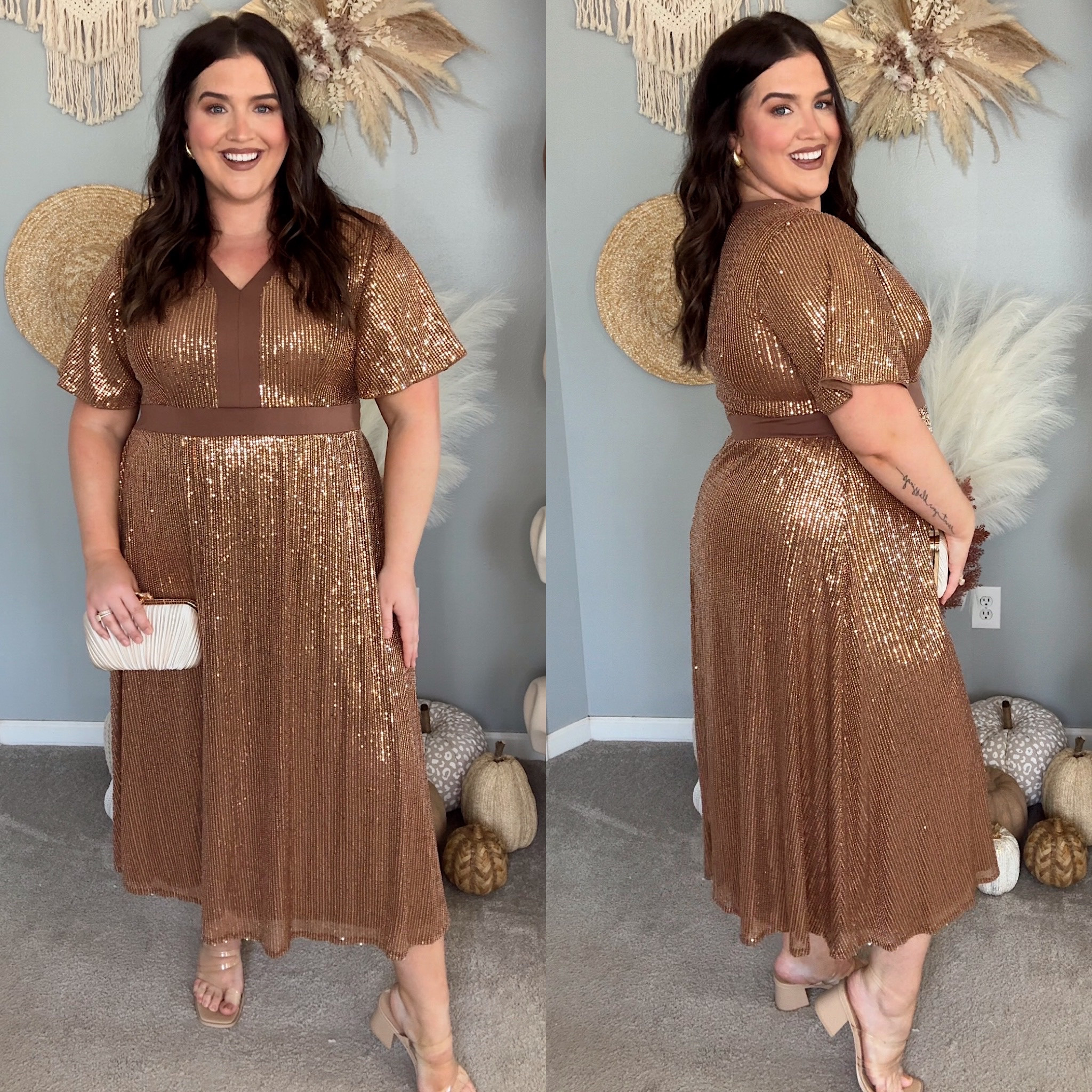 Amazon special occasion, holiday event and wedding guest dress inspo 👗🥂🪩 
Gold shimmer sequin midi length dress size XL

#LTKPlusSize #LTKParties #LTKHoliday