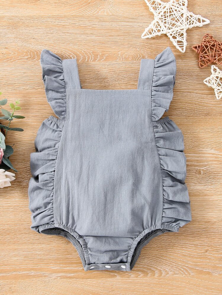 Baby Square Neck Ruffle Trim Bodysuit | SHEIN
