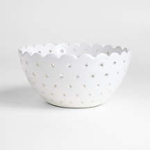 Large White Scallop Eyelet Stoneware Colander by Laura Kim + Reviews | Crate & Barrel | Crate & Barrel