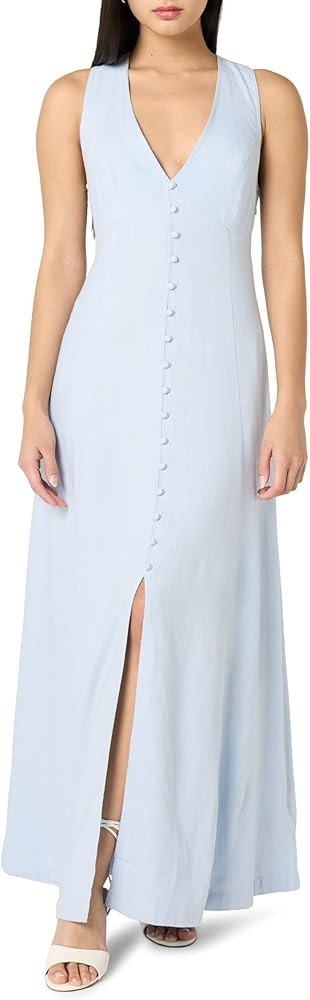 The Drop Women's Blanca Linen Button-Front V-Neck Maxi Dress | Amazon (US)