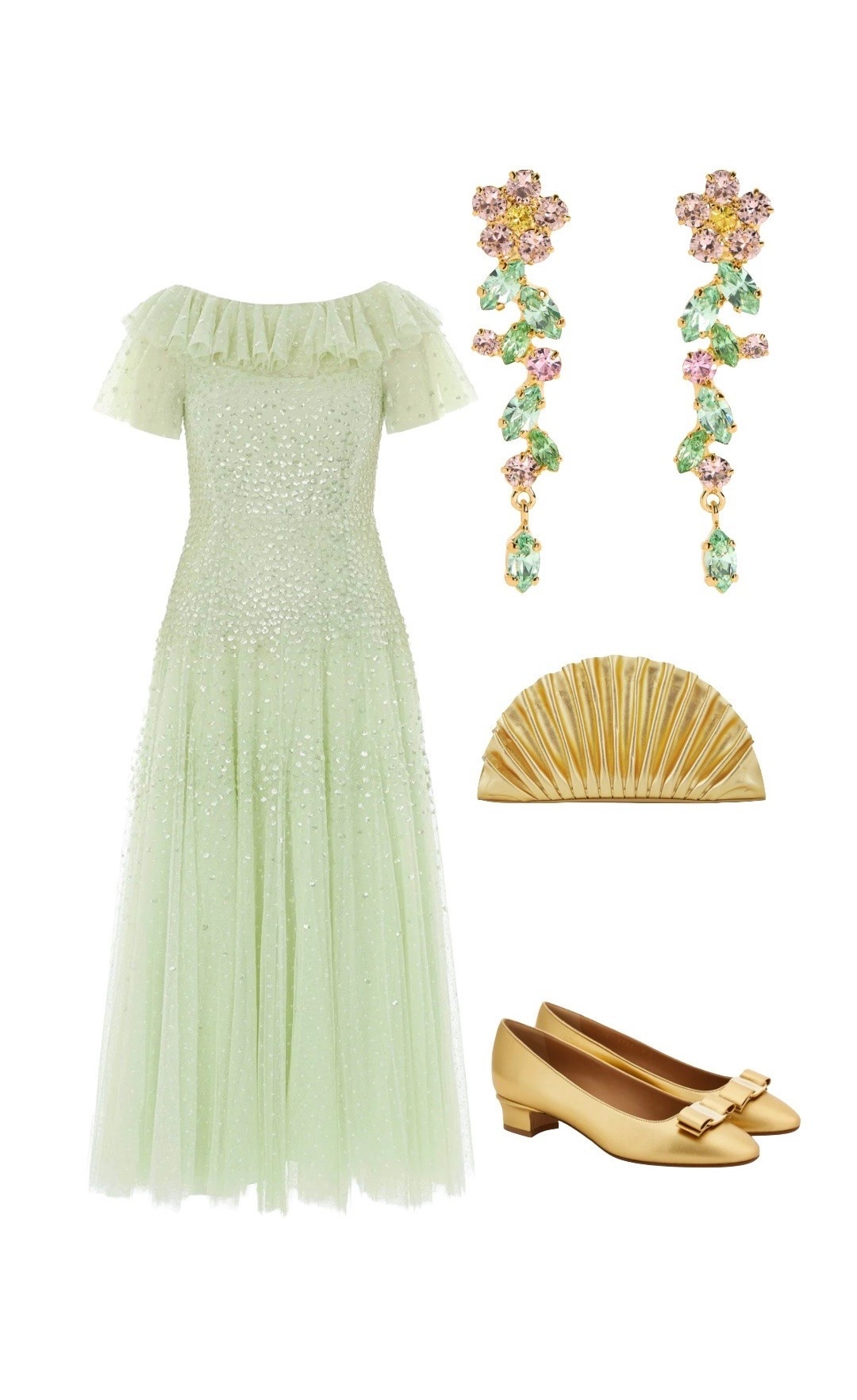 This green sequin dress with gold accessories is like something from an old movie, but best of all, each item featured here is on sale! Hurry before they sell out 🌿💫🌿

Sunrise Sequin Dress in Green - on SALE at Needle & Thread

Statement Green / Pink Drop Earrings - Jennifer Behr on SALE at Harrods

Gold Vara Low Heel Shoes - on SALE at Salvatore Ferragamo

#LTKuk #LTKeurope #LTKwedding #LTKshoes #LTKdatenight #LTKsummer #LTKsale #LTKpartywear #LTKdresses #LTKluxury