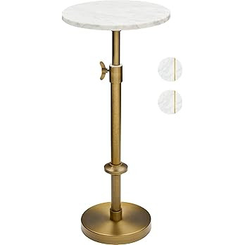 Kate and Laurel Engles Traditional Adjustable-Height Pedestal Drink Table, 10 x 10 x 30, White Ma... | Amazon (US)