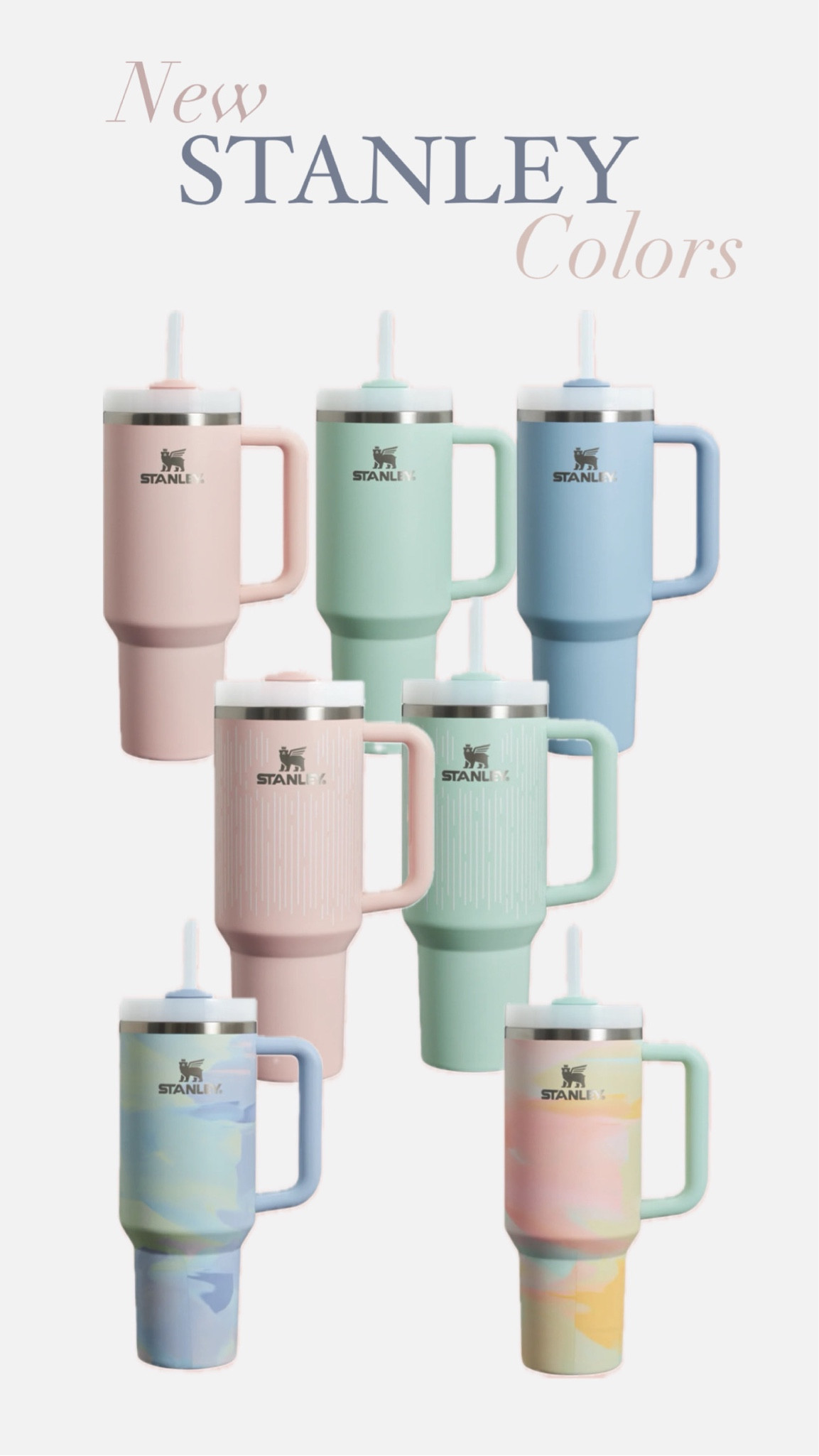 New Stanley colors
Spring Stanley colors
Stanley Clean Slate collection 


#LTKtravel #LTKfitness #LTKhome