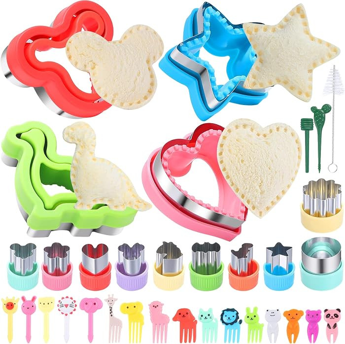 BakingWorld Sandwich Cutter and Sealer Set,14 Pcs Sandwich Maker Bread Cutters DIY Cookie Cutters... | Amazon (US)