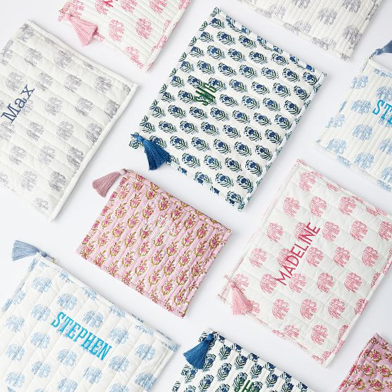 Block Print Flat Pouches, Set of 2 | Mark and Graham