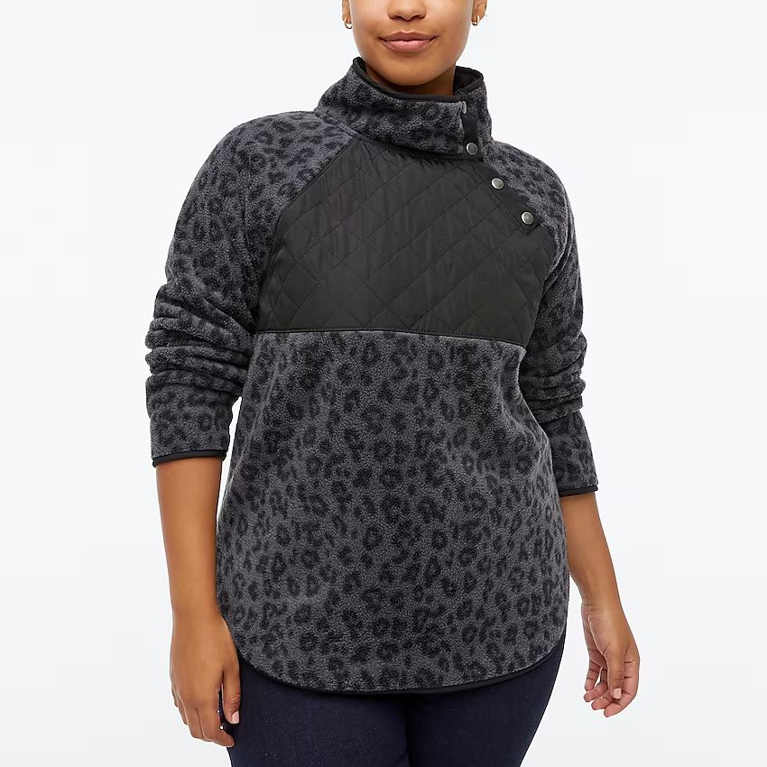 Quilted button-neck sherpa tunic | J.Crew Factory
