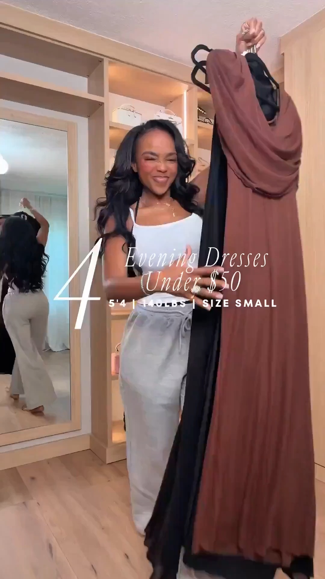 Hi babes!

These under $50 evening dresses are EVERYTHING — the fit, the draping, and how they instantly give elevated without the price tag. The brown moment especially is so flattering and hugs in all the right places without feeling tight.

If you need something last minute that still looks expensive, this is it. Easy, effortless, and guaranteed compliments.

Where to wear this:
• Date night  
• Weddings / guest dresses  
• Birthday dinners  
• Vacations / nights out  

Everything is linked below.

xx Kira | @kirasfashionfinds  

Measurements: 5’4” | 138 lbs | 34D | 27” waist | 40” hips  