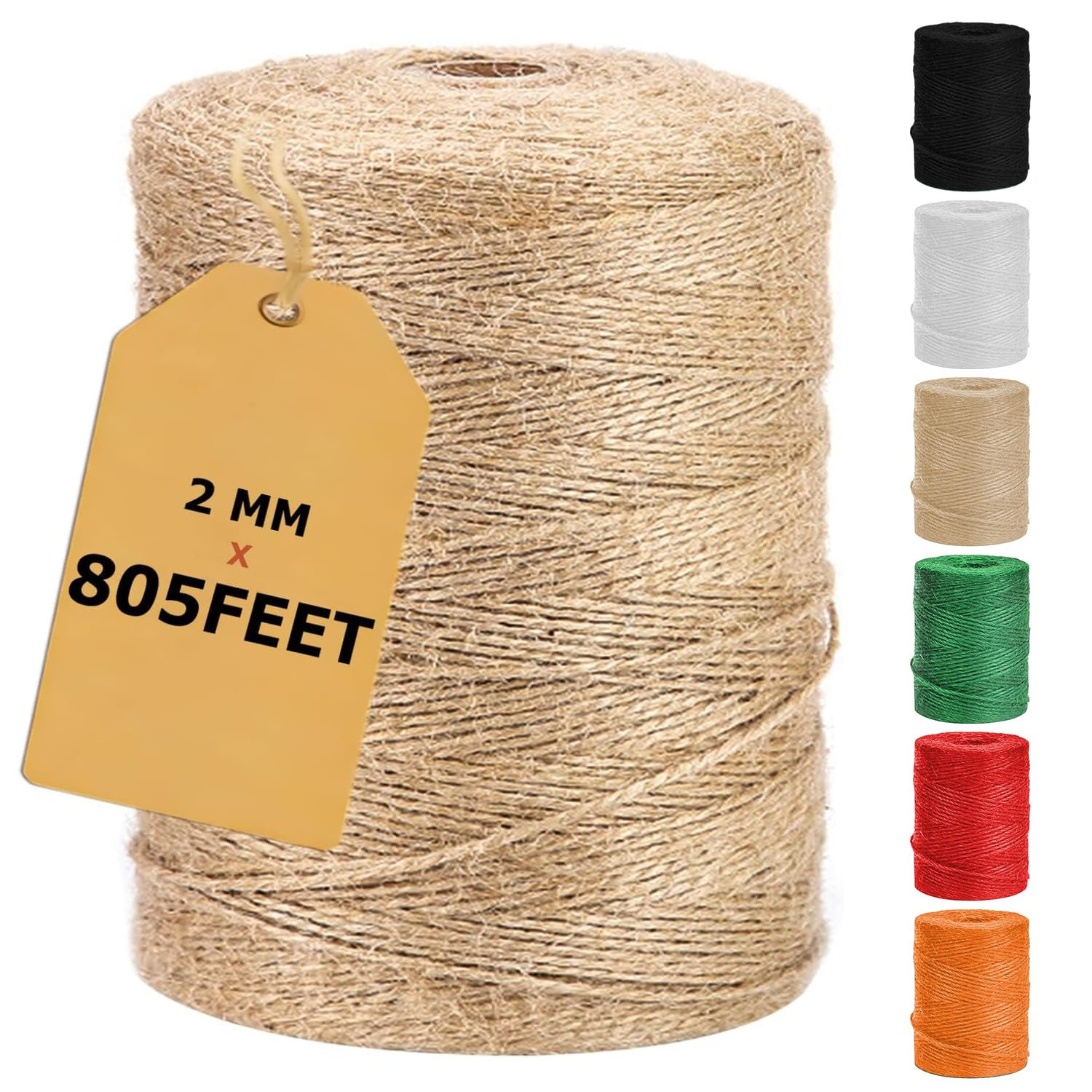 805FT Natural Jute Twine String, Bulk Hemp Jute Rope Cord Twine for Crafts Gardening, Gift Wrappi... | Amazon (US)
