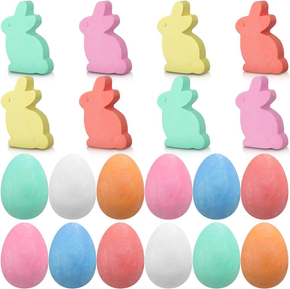 36 Pack Easter Sidewalk Chalk Set with Easter Eggs Bunny Chalk Easter Basket Stuffers Gifts Easte... | Amazon (US)