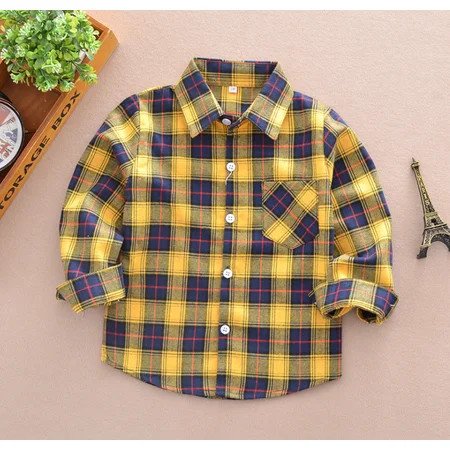 Kids Boy Girls Buffalo Plaid Long Sleeve Button-down Cotton Shirt Holiday Christmas Outfit | Walmart (US)