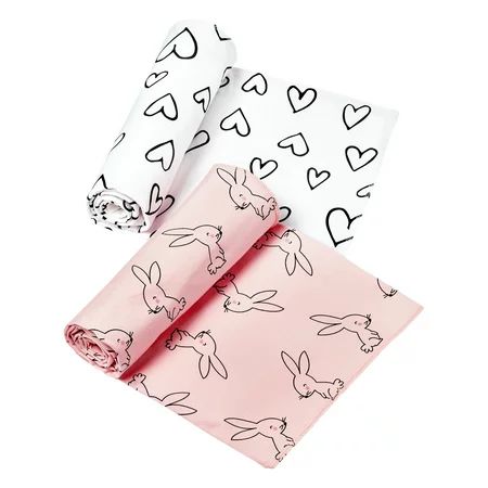 Little Star Organic 100% Pure Organic Cotton Swaddle Blanket, 2 Pk, Pink-Modern Blush | Walmart (US)