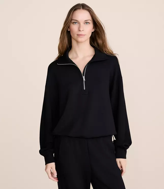 Lou & Grey Cinched Scubasoft Half Zip Top | LOFT