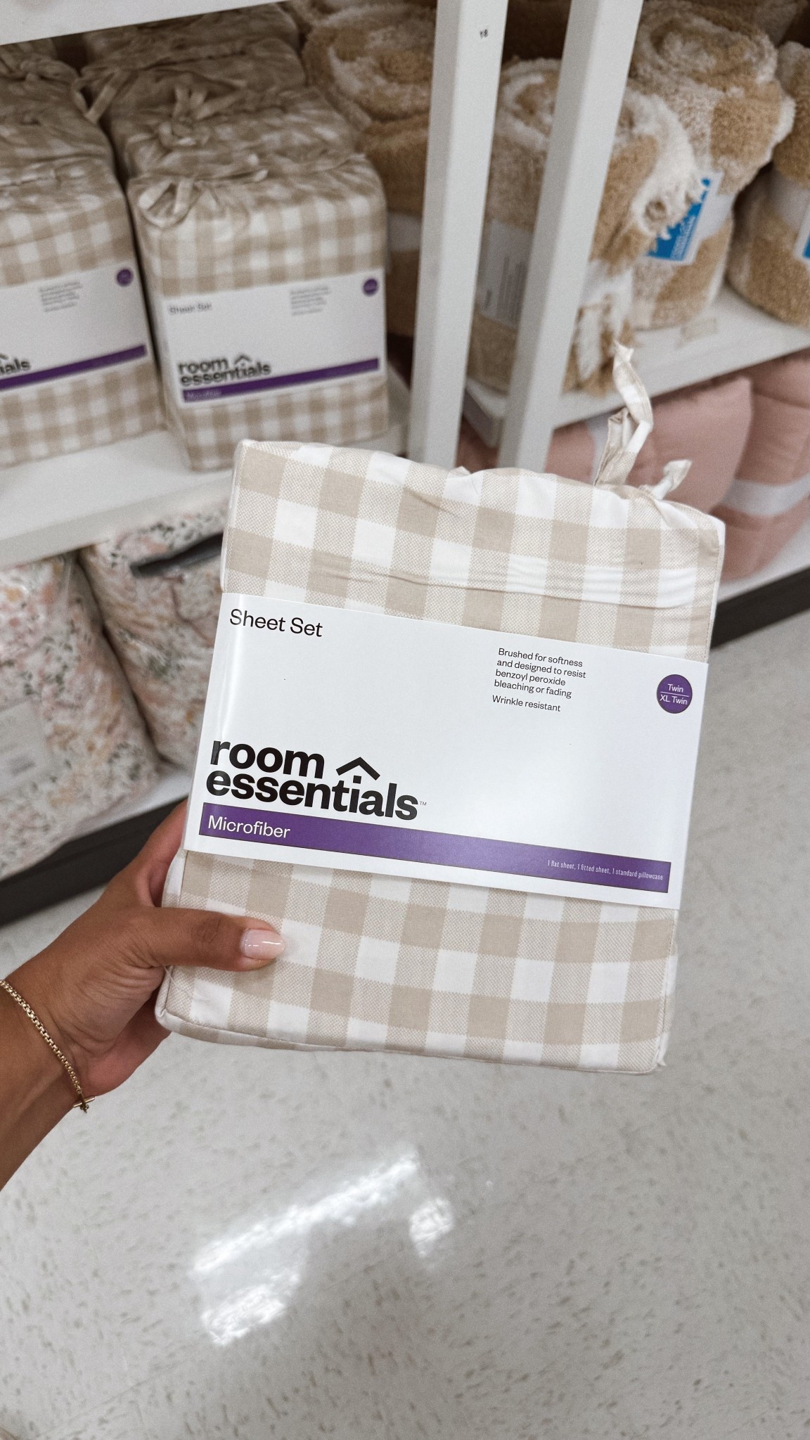 Found the cutest gingham sheets that are perfect for a kids room and they’re on sale for target circle week for under $10 for a twin! 🤍✨🥹

#gingham #ginghambedding #ginghamsheets #bedding #twinbedding #target #targethome #targetfinds #kidsroom #target #targetcircleweek #circleweek #targetsale #targethome 

#LTKFindsUnder50 #LTKHome #LTKSaleAlert