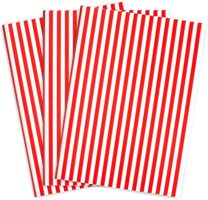 MR FIVE 60 Sheets Red Stripe Tissue Paper Bulk,14" x 20",White with Red Stripes Tissues Paper for... | Amazon (US)