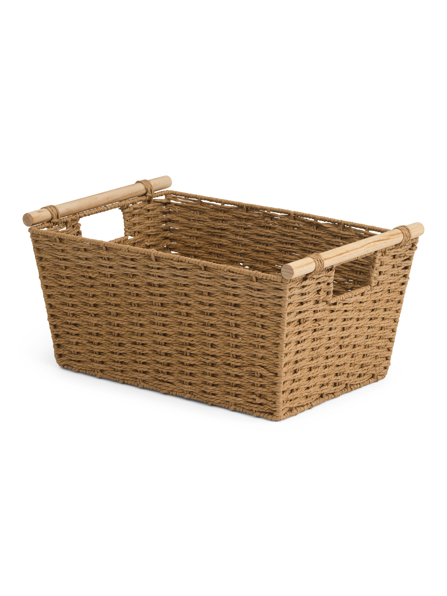 Natural Weave Basket With Wood Handles | TJ Maxx