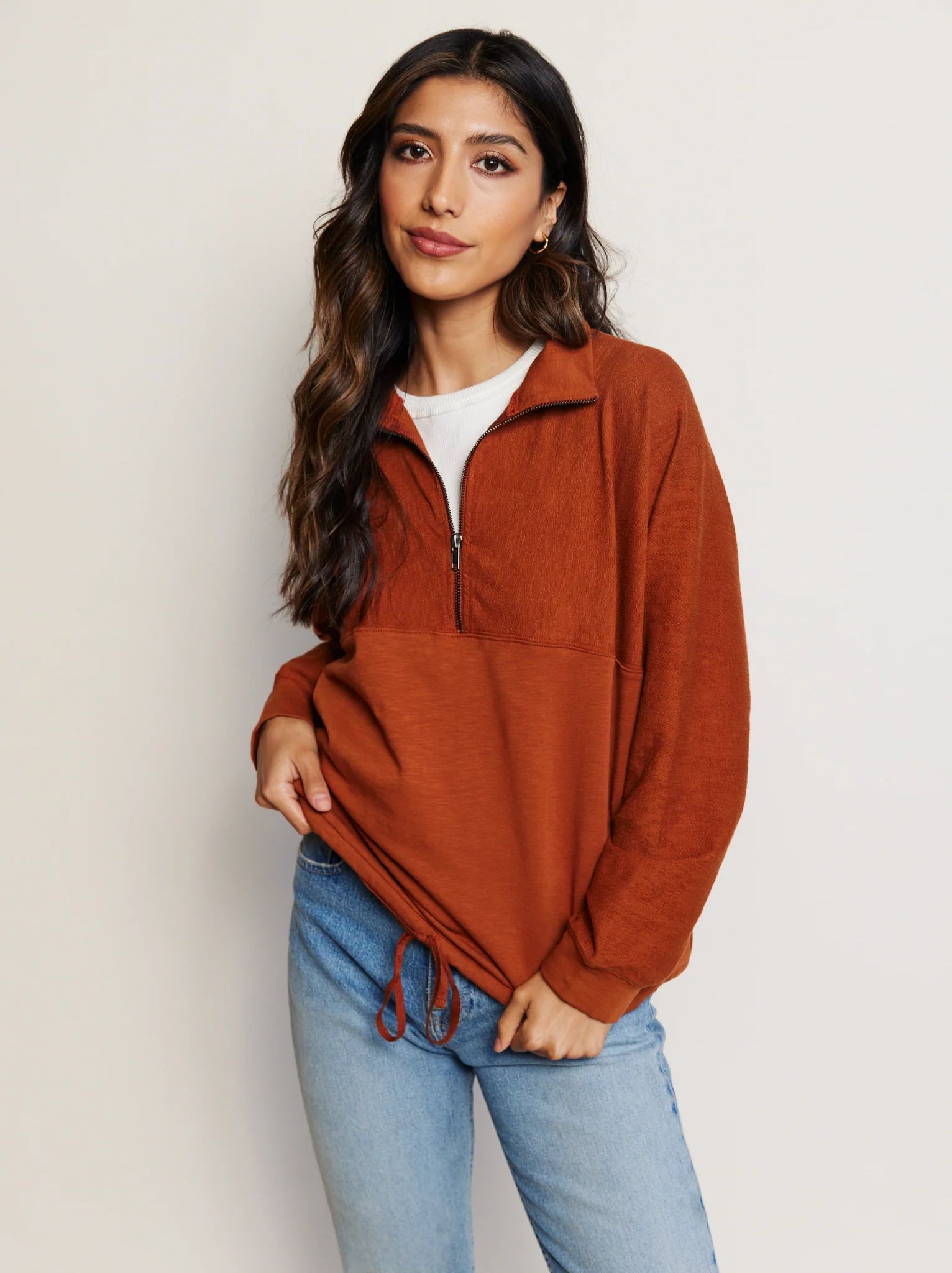 Doris Cinched Half-Zip Sweatshirt | ABLE Clothing