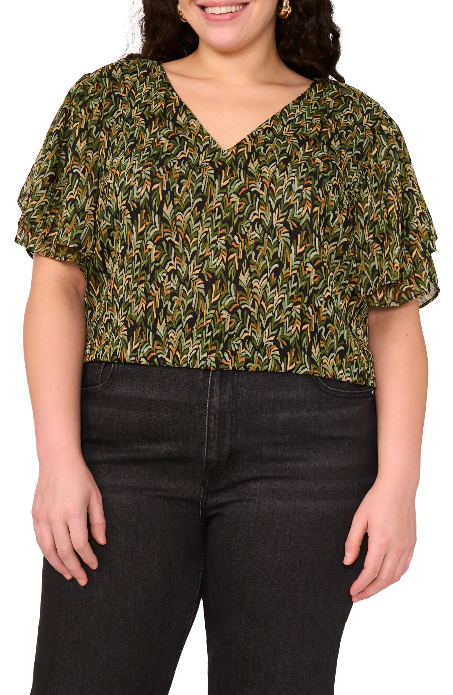 Vince Camuto Ruffle Short Sleeve Blouse | Nordstrom | Nordstrom