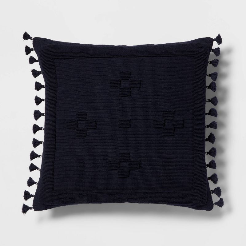 Euro Tufted Tassel Decorative Throw Pillow Navy - Threshold™ | Target