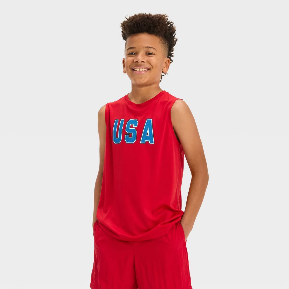 Boys' Sleeveless 'USA' Graphic T-Shirt - All In Motion™ Red | Target