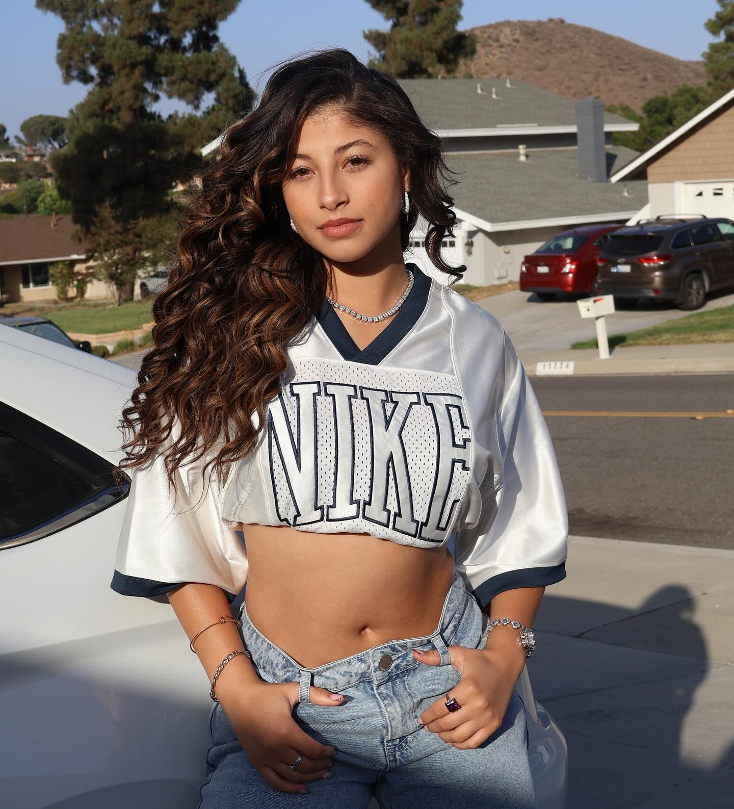 outfit details 
•necklace is from GLD, just couldn’t link it 
#model #modeling #modeloftheday #nike #jdsports #gld #curls #curlyhair #natural 

#LTKootd #LTKBeauty #LTKgrwm