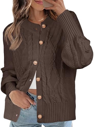 MEROKEETY Women's 2024 Fall Long Sleeve Sweater Cardigan Cable Knit Open Front Button Outwear Coa... | Amazon (US)