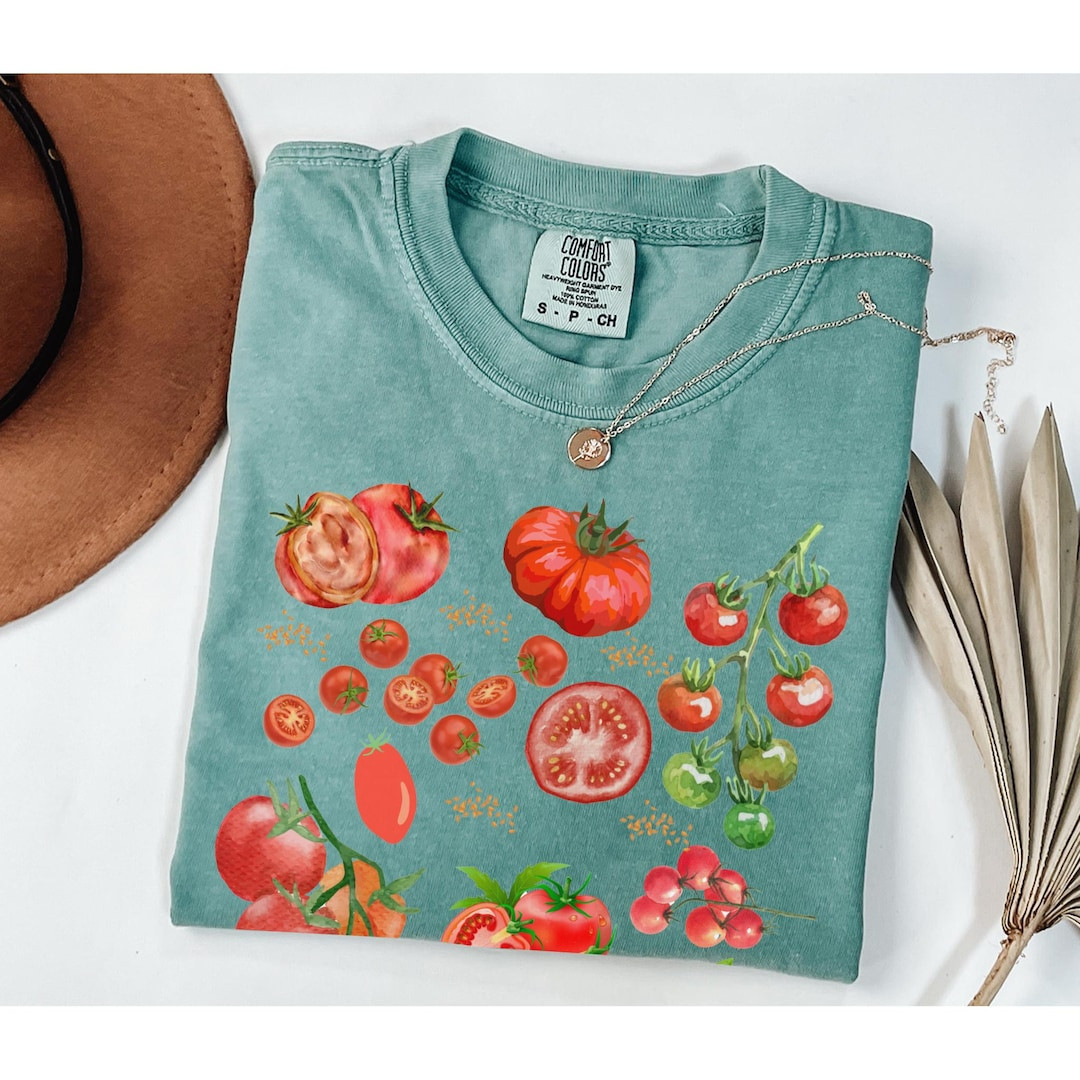 Botanical Tomato Comfort Colors Shirt, Cute Summer Vegetable Tee, Watercolor Tomato Graphic Tee, ... | Etsy (US)