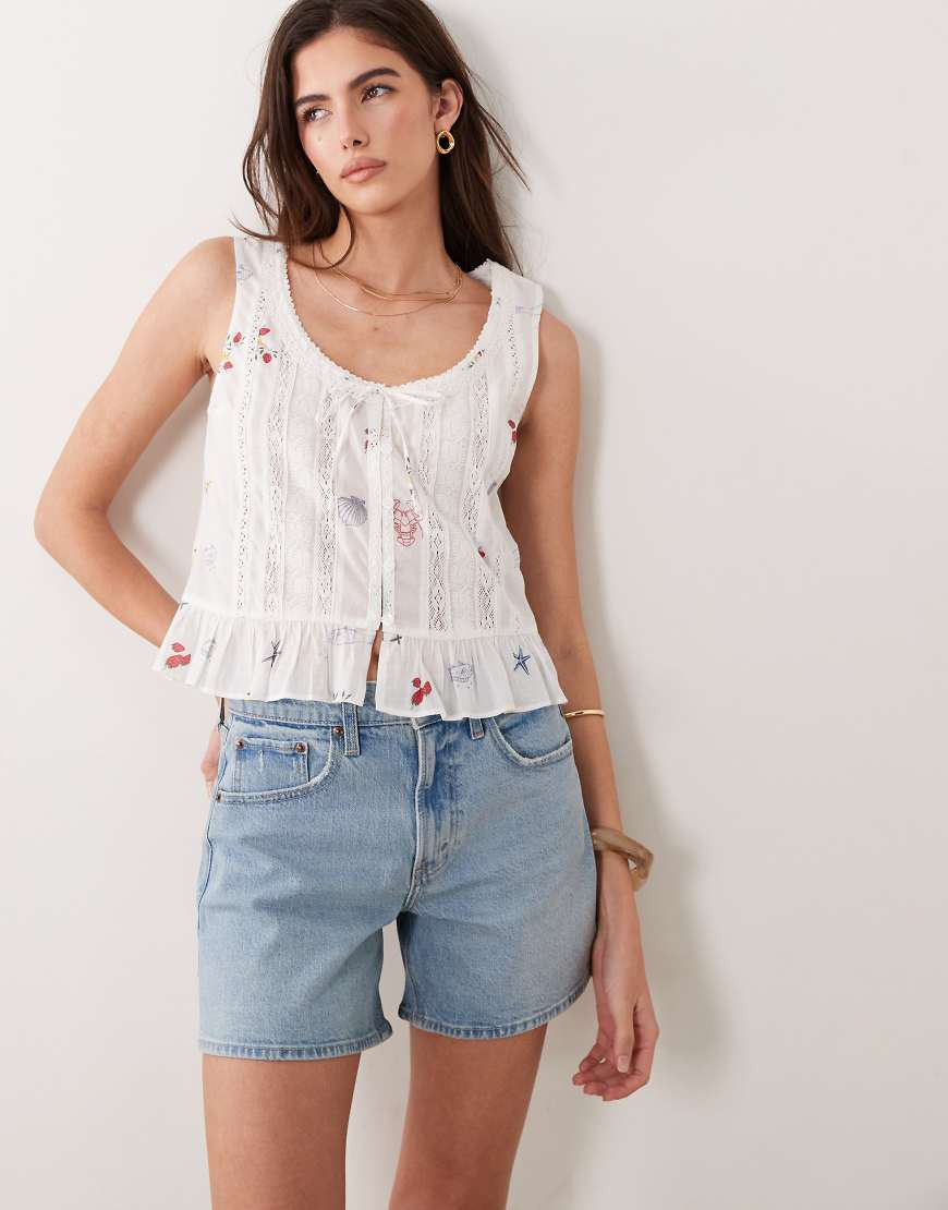 Abercrombie & Fitch high rise denim dad short with clean hem in bleach blue | ASOS (Global)