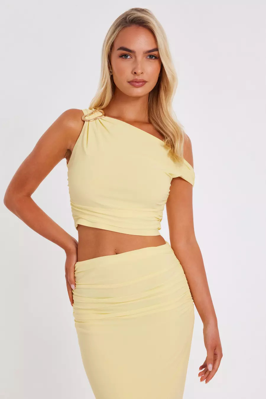 Light Yellow Buckle Detail Top | Quiz Clothing