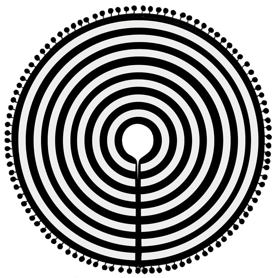 MACTING Christmas Black and White Tree Skirt, 30 Inch Annual Rings Tree Mat with Pom Poms for Xma... | Amazon (US)
