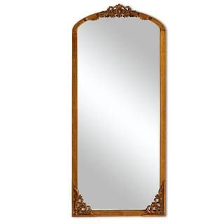 28 in. W x 67 in. H Classic Arch-Top Wood Framed Brown Full-length Floor Mirror | The Home Depot